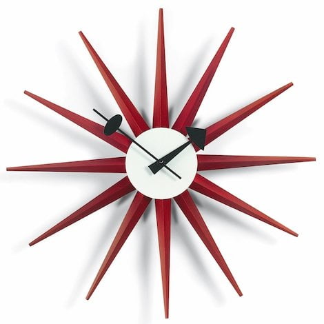 Orologio Sunburst Clock Rosso