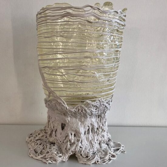 Vaso Spaghetti L in resina Trasparente e cordone Bianco