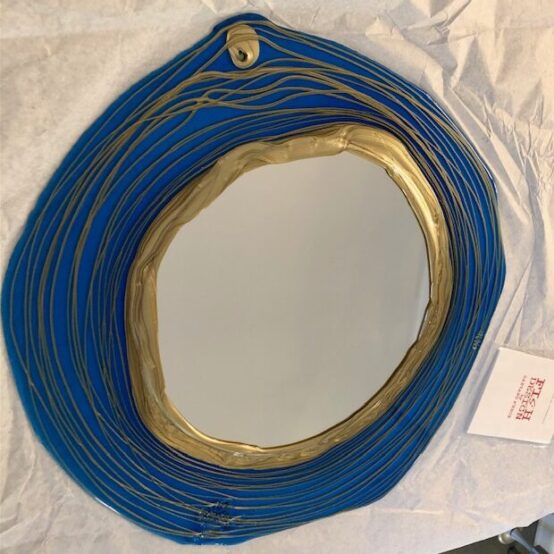 Specchio Gaetano Pesce Blu trasparente-Oro in resina rigida