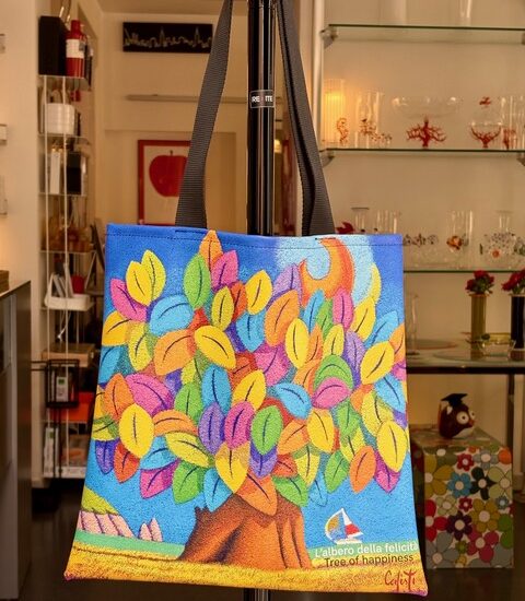 Borsa in ecopelle con disegno di albero