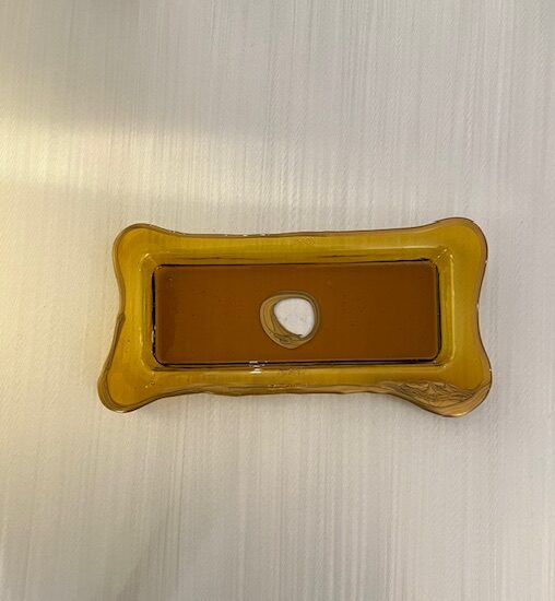 Vassoio Rettangolare-S Ambra Gaetano-Pesce di colore Ambra e Oro